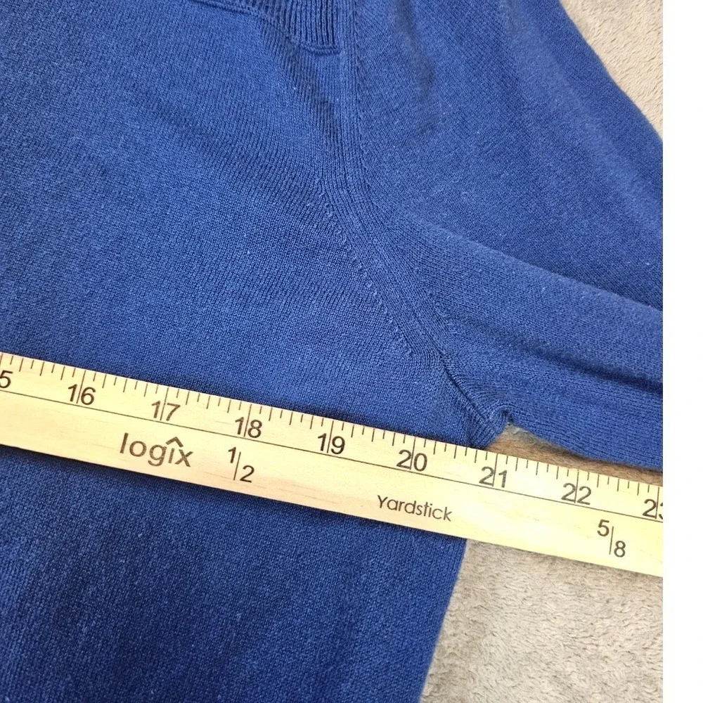 Banana Republic Mens Blue 1/4 Zip Sweater Textured Shoulder Mock Neck Pullover L